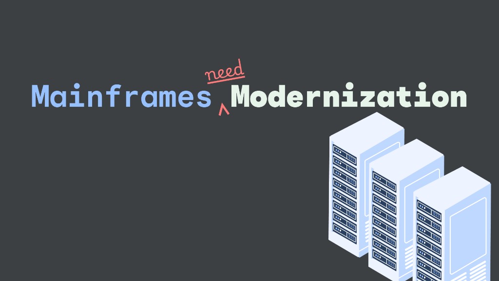 Cover: Mainframes need Modernization — title treatment with isometric server racks